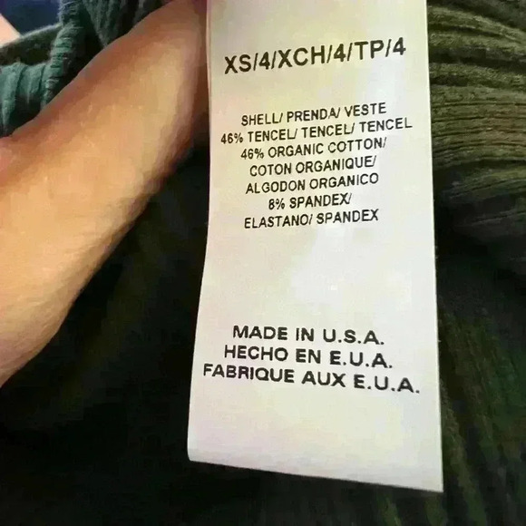 Vitamin A Womens ribbed short sleeve organic forest green bodysuit. Sz XS. NWOT - Picture 4 of 6